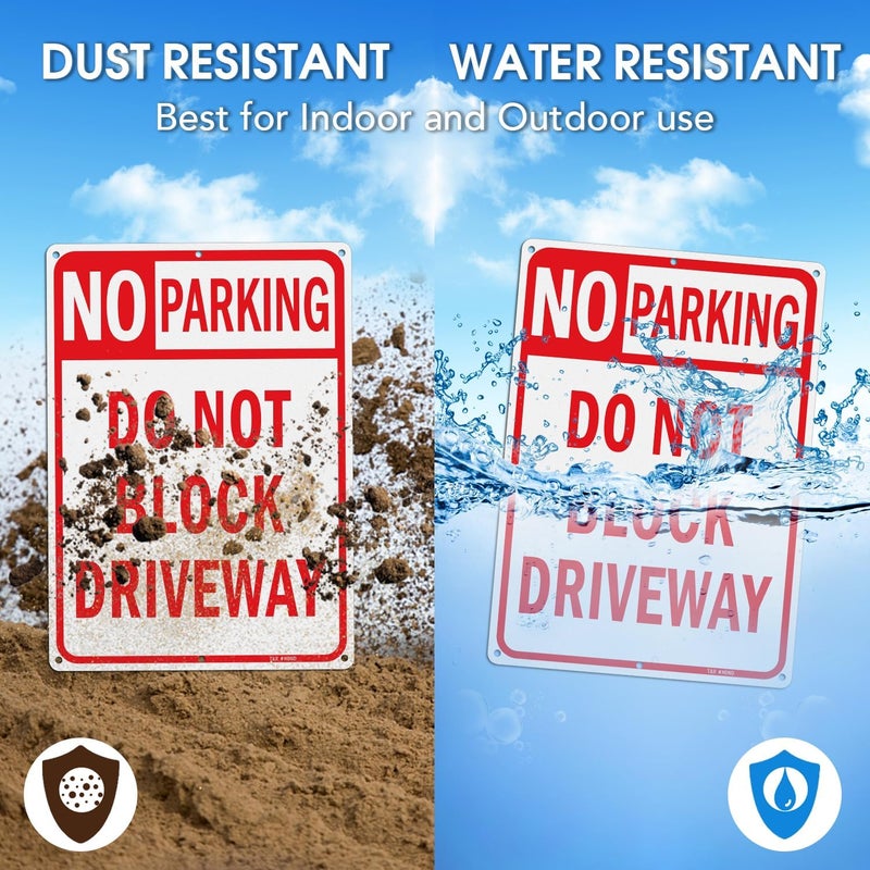 TR Large No Parking Sign Do Not Block Driveway Sign - 2 Pack - 14 x 10 Inches Rust Free .040 Aluminum Reflective - UV Protected, Waterproof and Fade Resistant - 6 Pre-drilled Holes - Image 4